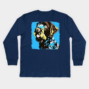 German Wirehaired Pointer Pop Art - Dog Lover Gifts Kids Long Sleeve T-Shirt